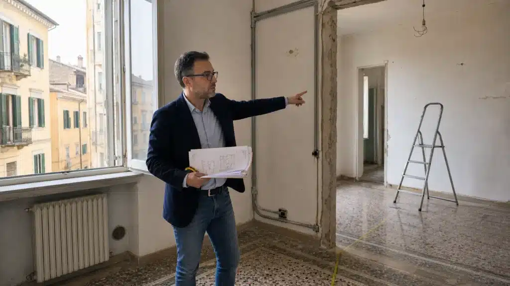 Sopralluogo per cambio destinazione d'uso in un immobile italiano da ristrutturare