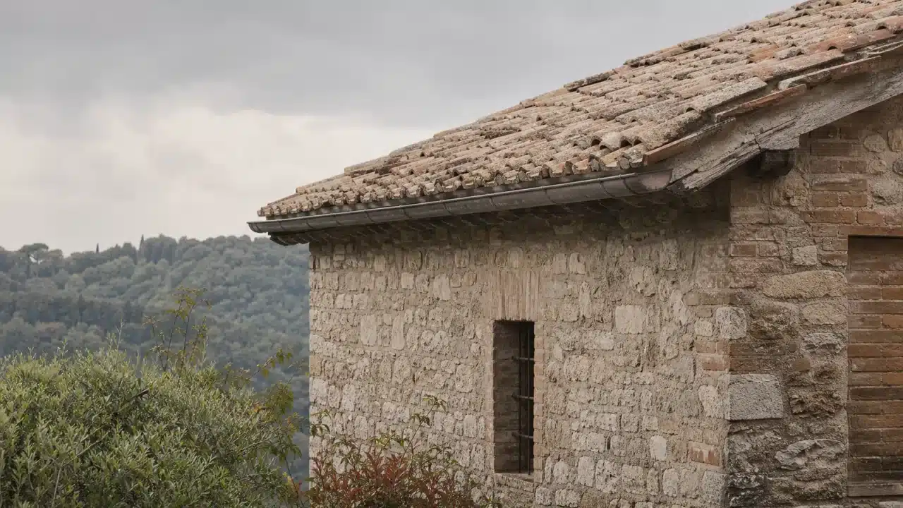 Casale in pietra immerso in un paesaggio collinare sottoposto a vincolo paesaggistico — sanatoria paesaggistica