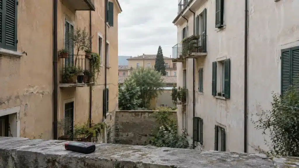 Due edifici residenziali affacciati e la distanza tra le facciate
