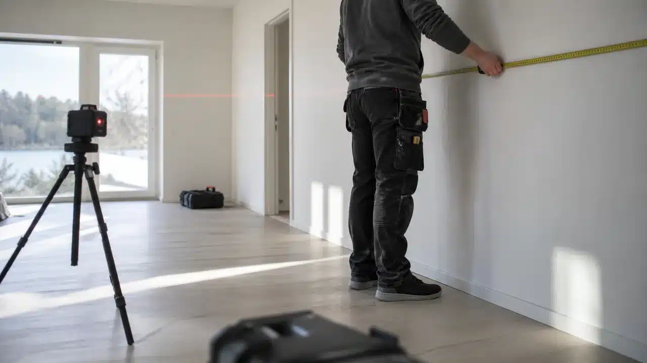 Tecnico esegue un rilievo per una pratica catastale — pratiche catastali