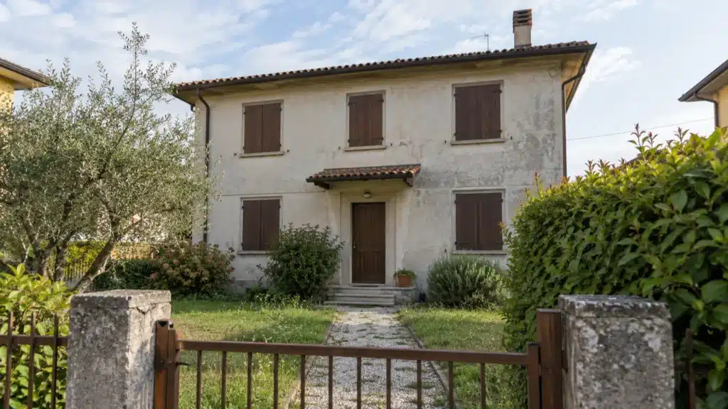 Casa di famiglia anni Settanta con le persiane chiuse, in comproprietà tra più eredi